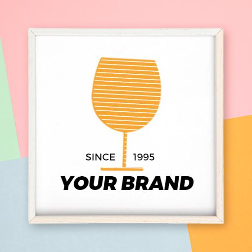 Stylish Orange Wine Glass Design for Your Wine Bar Logo Template