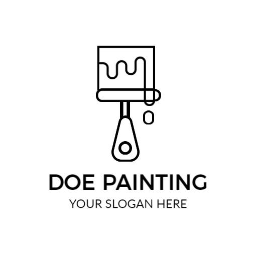 Stylish Paint Roller Design Representing Professional Painting Logo Template