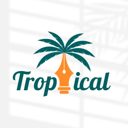 Stylish Palm Tree and Ink Pen Design for Tropical Logo Template