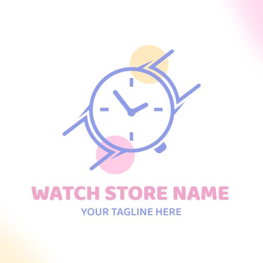 Stylish Pastel Clock Design Emphasizing Time for Watch Logo Template