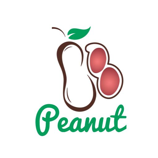 Stylish Peanut Design with Fresh Green Leaf Logo Template