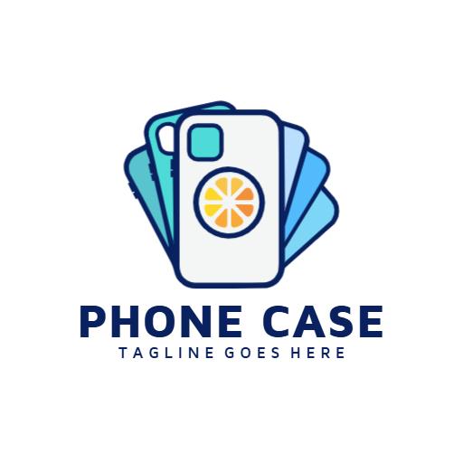 Stylish Phone Cases Showcasing Modern Designs in Blue Logo Template
