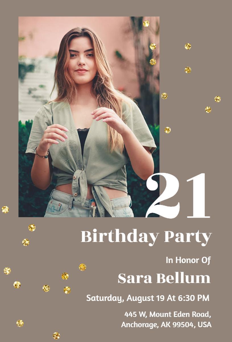 Stylish Photo 21st Birthday Celebration Invitation Template