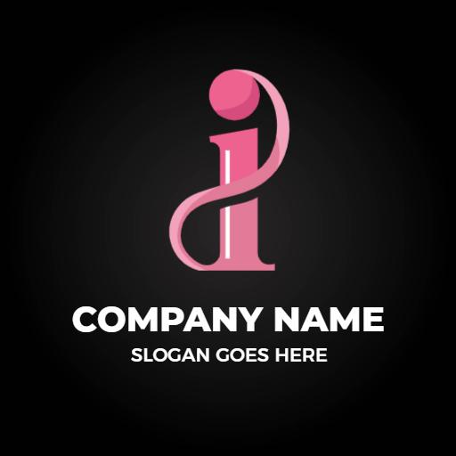 Stylish Pink and Black I Letter Design for Modern Brands Logo Template