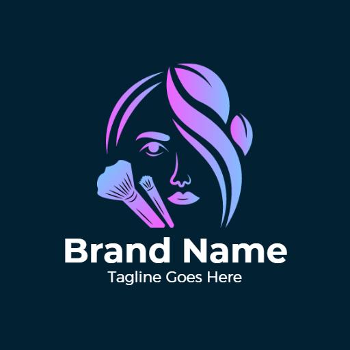 Stylish Pink and Blue Hair Design for Makeup Brand Logo Template