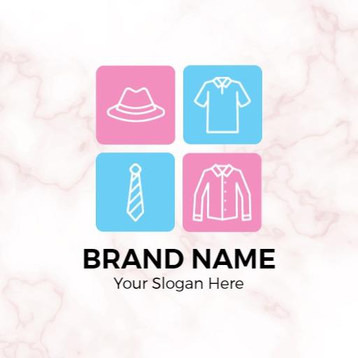 Stylish Pink and Blue Icons Representing Clothing Brand Logo Template