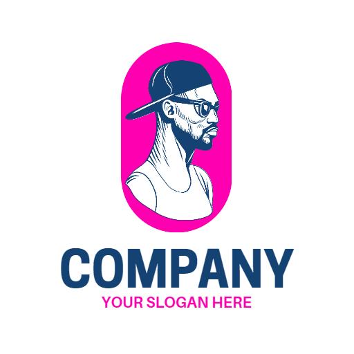Stylish Pink and Blue Rapper Character Logo Template