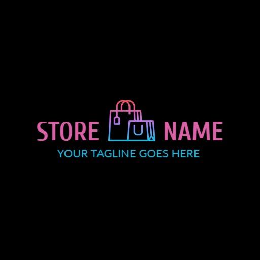 Stylish Pink and Blue Shopping Bags Highlight Retail Shop Logo Template
