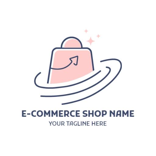 Stylish Pink and Blue Shopping Cart for E-commerce Logo Template
