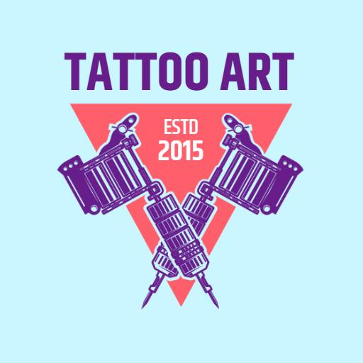 Stylish Pink and Blue Tattoo Art Design Celebrating Creativity Logo Template