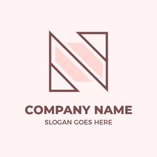 Stylish Pink and Brown Geometric N Letter Logo Template
