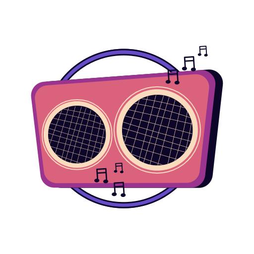 Stylish Pink and Purple Speaker Design with Music Notes Logo Template