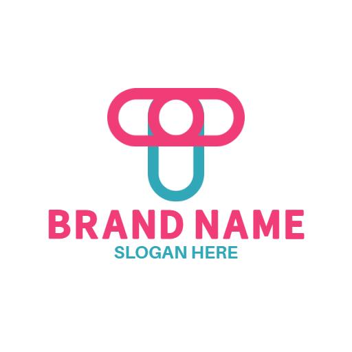 Stylish Pink and Teal T Letter Design for Branding Logo Template