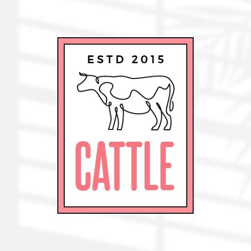 Stylish Pink and White Cattle Design with Established Date Logo Template
