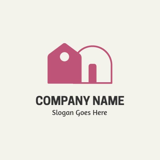 Stylish Pink and White Home Illustrations in Real Estate Logo Template