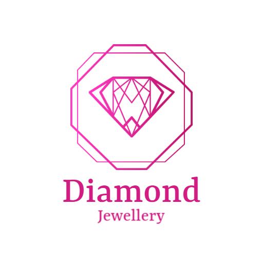 Stylish Pink Diamond Design Showcasing Luxurious Jewellery Logo Template