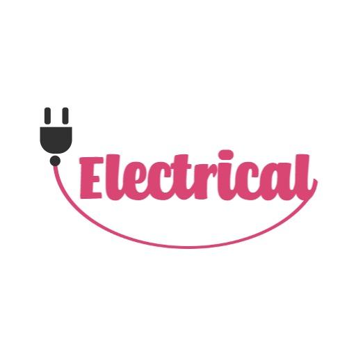 Stylish Pink Electrical Plug Design for Electronics Logo Template