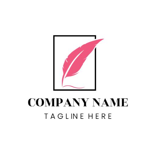 Stylish Pink Feather Design Perfect for Company Branding Logo Template