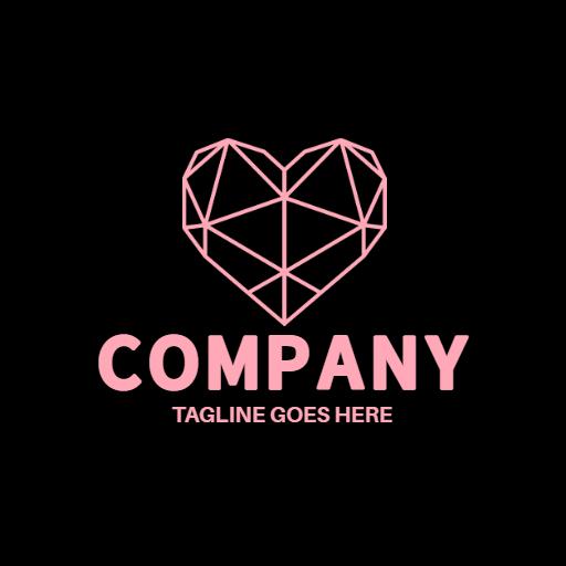 Stylish Pink Geometric Heart Design for Your Brand Logo Template