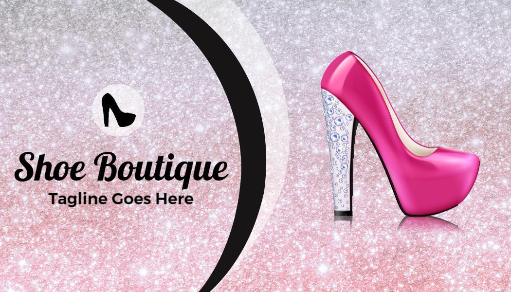 Stylish Pink Glittering Shoe Boutique Business Card Template