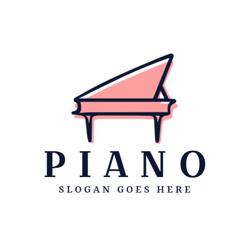 Stylish Pink Grand Piano Design Representing Music Logo Template