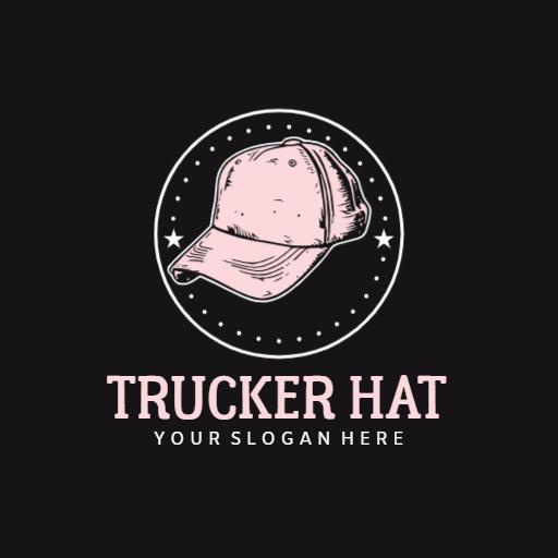 Stylish Pink Graphic Inspired Trucker Hat Logo Template