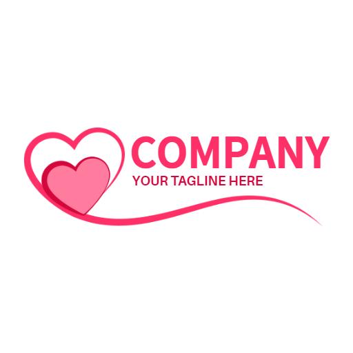 Stylish Pink Heart Design Representing Love and Care Logo Template