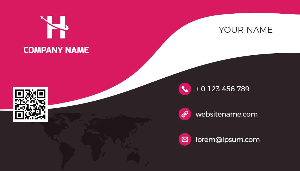 Stylish Pink Minimalist QR Code Visiting Card Template