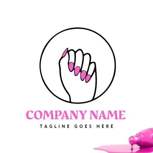 Stylish Pink Nail Art Design Enhancing Beauty Logo Template