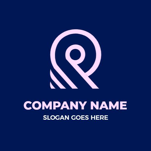 Stylish Pink R Letter Design on Elegant Navy Background Logo Template