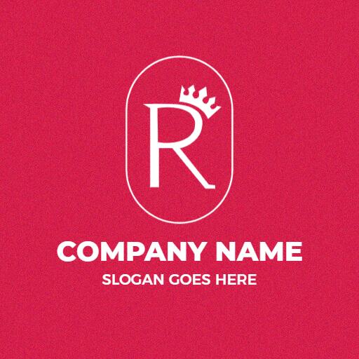 Stylish Pink R Letter Design with Crown for Branding Logo Template