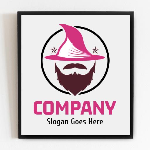 Stylish Pink Wizard Hat Design Representing Magical Services Logo Template
