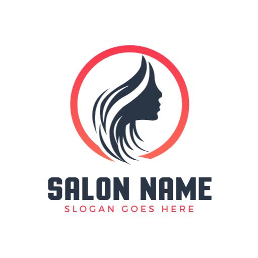 Stylish Profile Silhouette Representing Beauty Salon Logo Template