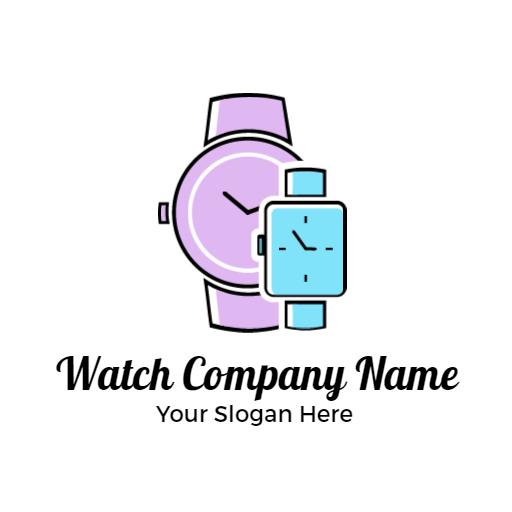 Stylish Purple and Blue Watch Designs for Your Brand Logo Template
