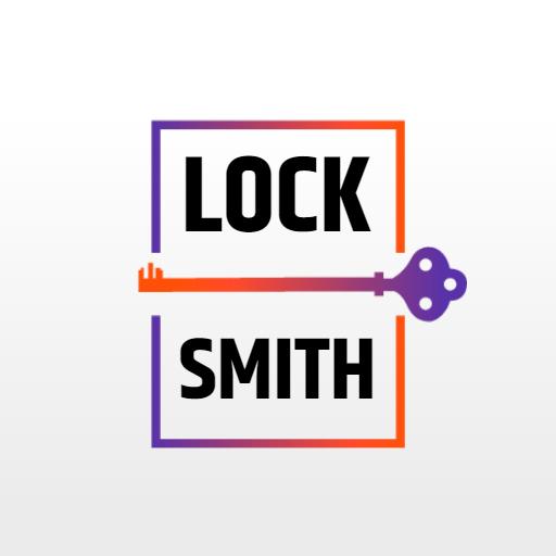 Stylish Purple and Orange Key Design for Locksmith Logo Template