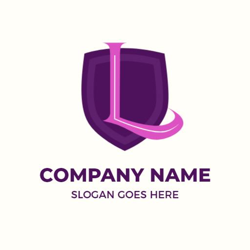 Stylish Purple and Pink L Letter Design with Shield Logo Template