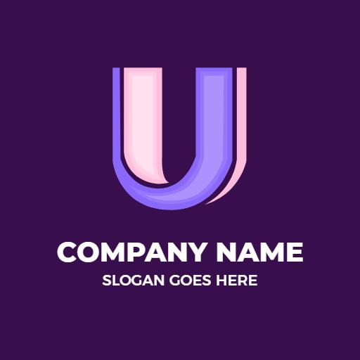 Stylish Purple and Pink U Letter Design for Branding Logo Template