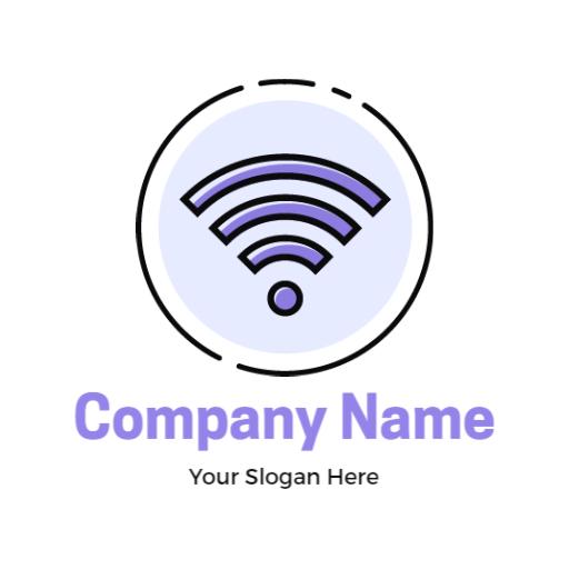 Stylish Purple and White WiFi Signal Icon Logo Template