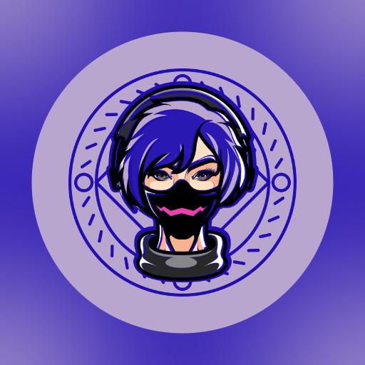 Stylish Purple Gamer Girl Character for Esports Logo Template
