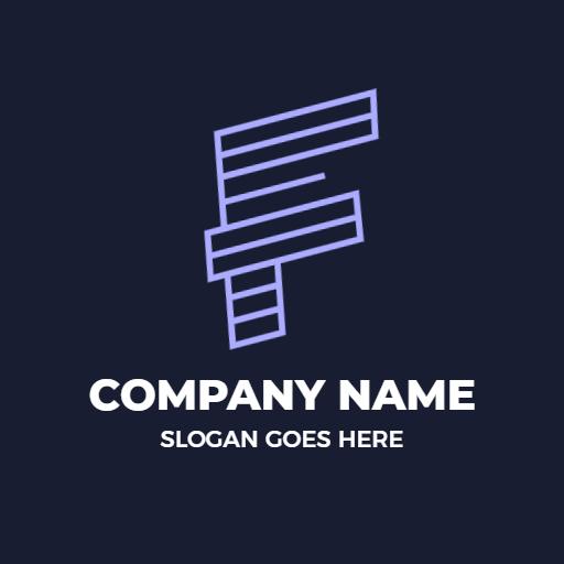 Stylish Purple Geometric F Letter Design Logo Template