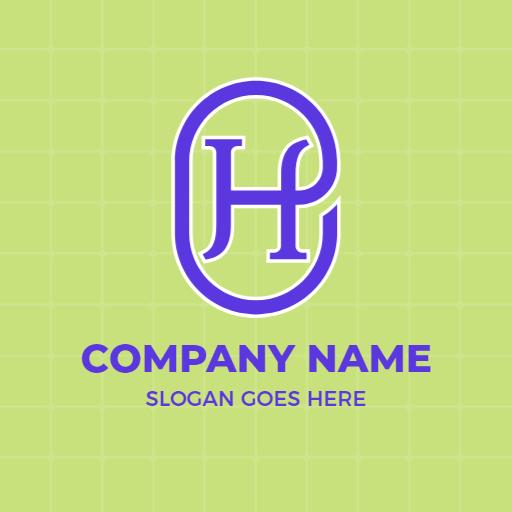 Stylish Purple H Letter Design on Light Green Background Logo Template