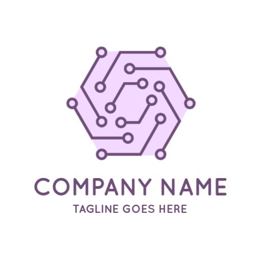 Stylish Purple Network Design with Hexagonal Shape Logo Template