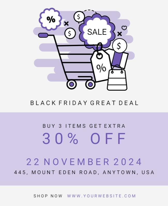 Stylish Purple Shopping Sale Promotion Poster Template