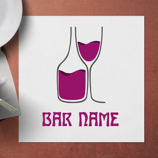Stylish Purple Wine Bottles and Glass Design for Wine Bar Logo Template