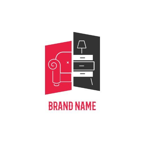 Stylish Red and Black Furniture Design with Modern Touch Logo Template
