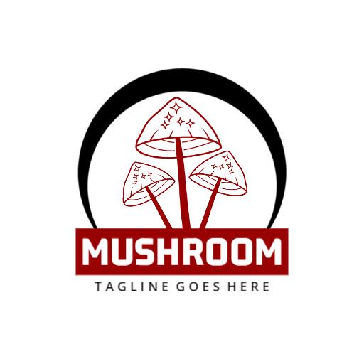 Stylish Red and Black Mushroom Design Representing Nature Logo Template