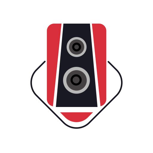 Stylish Red and Black Speaker Design for Audio Lovers Logo Template