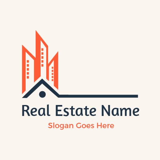 Stylish Red and Blue Buildings Symbolizing Real Estate Logo Template
