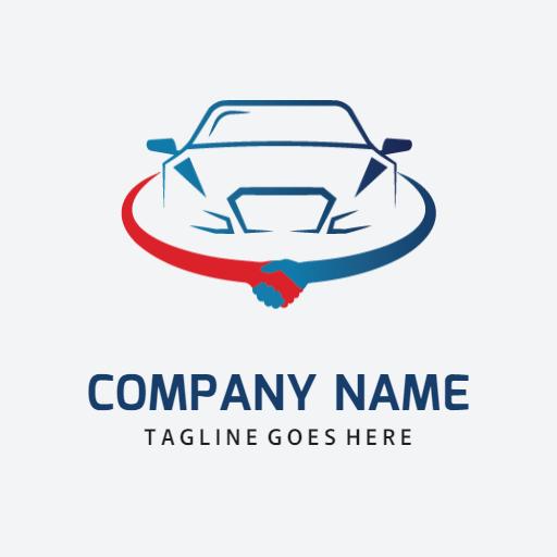 Stylish Red and Blue Car Emblem for Dealership Business Logo Template
