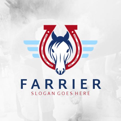 Stylish Red and Blue Horse Hoof Design for Farrier Logo Template
